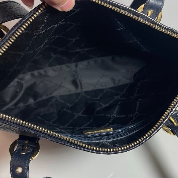 St. John Dark Navy Blue Pebbled Leather Shoulder Bag Handbag Purse - Picture 10 of 11